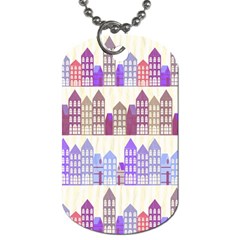 Houses City Pattern Dog Tag (two Sides) by Nexatart