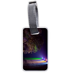 Illuminated Trees At Night Luggage Tags (one Side)  by Nexatart