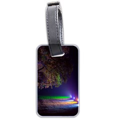 Illuminated Trees At Night Luggage Tags (two Sides) by Nexatart