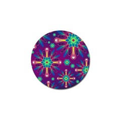 Purple And Green Floral Geometric Pattern Golf Ball Marker (10 Pack) by LovelyDesigns4U