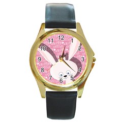 Easter Bunny  Round Gold Metal Watch by Valentinaart