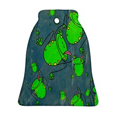 Cartoon Grunge Frog Wallpaper Background Bell Ornament (two Sides) by Nexatart