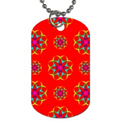 Rainbow Colors Geometric Circles Seamless Pattern On Red Background Dog Tag (two Sides) by Nexatart