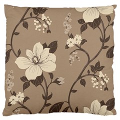 Floral Flower Rose Leaf Grey Large Flano Cushion Case (one Side) by Mariart