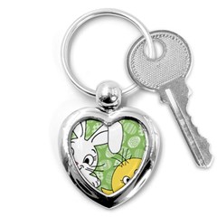 Easter Bunny And Chick  Key Chains (heart)  by Valentinaart