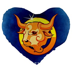 Zodiac Taurus Large 19  Premium Heart Shape Cushions by Mariart