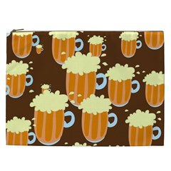 A Fun Cartoon Frothy Beer Tiling Pattern Cosmetic Bag (xxl)  by Nexatart