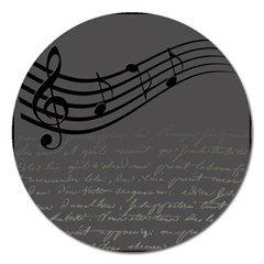 Music Clef Background Texture Magnet 5  (round) by Nexatart