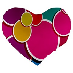 Paint Circle Red Pink Yellow Blue Green Polka Large 19  Premium Heart Shape Cushions by Mariart