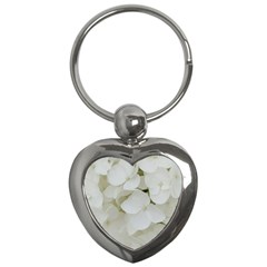 Hydrangea Flowers Blossom White Floral Photography Elegant Bridal Chic  Key Chains (heart)  by yoursparklingshop