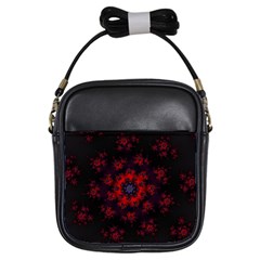 Fractal Abstract Blossom Bloom Red Girls Sling Bags by Nexatart