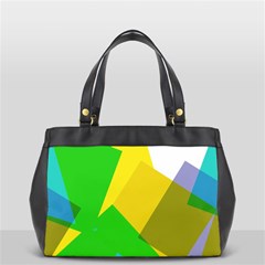 Green Yellow Shapes        Oversize Office Handbag (2 Sides) by LalyLauraFLM