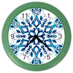 Blue Snowflake On Black Background Color Wall Clocks Front