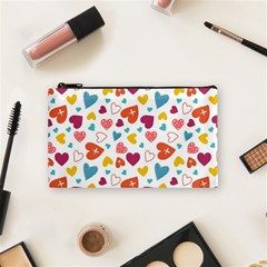 Colorful Bright Hearts Pattern Cosmetic Bag (small)  by TastefulDesigns