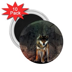 Awesome Wolf In The Night 2 25  Magnets (10 Pack)  by FantasyWorld7