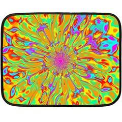 Magic Ripples Flower Power Mandala Neon Colored Fleece Blanket (mini) by EDDArt