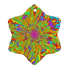 Magic Ripples Flower Power Mandala Neon Colored Snowflake Ornament (two Sides) by EDDArt