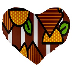 Chocolate Lime Brown Circle Line Plaid Polka Dot Orange Green White Large 19  Premium Heart Shape Cushions by Mariart