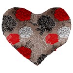 Flower Rose Red Black White Large 19  Premium Heart Shape Cushions Front