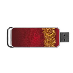 Floral Flower Golden Red Leaf Portable Usb Flash (one Side) by Mariart