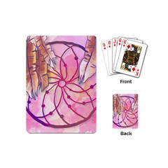 Watercolor Cute Dreamcatcher With Feathers Background Playing Cards (mini)  by TastefulDesigns