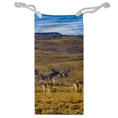 Group Of Vicunas At Patagonian Landscape, Argentina Jewelry Bag by dflcprints