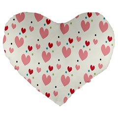 Love Heart Pink Polka Valentine Red Black Green White Large 19  Premium Heart Shape Cushions by Mariart