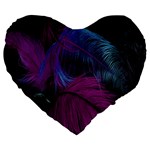 Feathers Quill Pink Black Blue Large 19  Premium Heart Shape Cushions Front