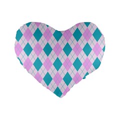 Plaid Pattern Standard 16  Premium Flano Heart Shape Cushions by Valentinaart