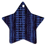 Wrinkly Batik Pattern   Blue Black Star Ornament (Two Sides) Back