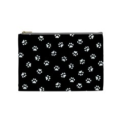 Footprints Cat White Black Cosmetic Bag (medium)  by EDDArt