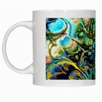 Flower Power Fractal Batik Teal Yellow Blue Salmon White Mugs Left