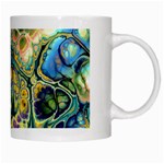 Flower Power Fractal Batik Teal Yellow Blue Salmon White Mugs Right