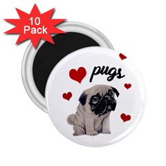 Love Pugs 2 25  Magnets (10 Pack)  by Valentinaart