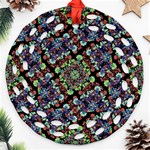 Colorful Floral Collage Pattern Ornament (Round Filigree) Front