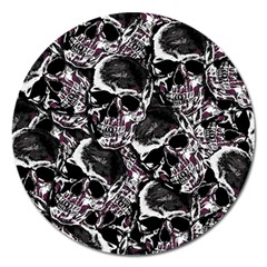 Skulls Pattern Magnet 5  (round) by ValentinaDesign