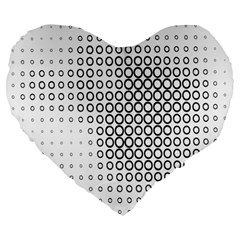 Polka Circle Round Black White Hole Large 19  Premium Heart Shape Cushions by Mariart