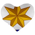 Star Yellow Blue Large 19  Premium Heart Shape Cushions Back