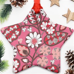 Pink Flower Pattern Star Ornament (two Sides) by Nexatart