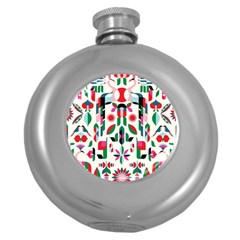 Abstract Peacock Round Hip Flask (5 Oz) by Nexatart