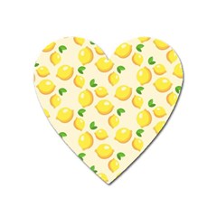 Lemons Pattern Heart Magnet by Nexatart