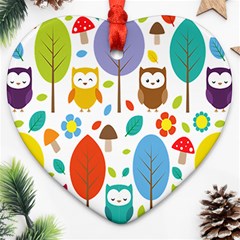 Cute Owl Heart Ornament (two Sides) by Nexatart