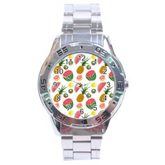 Fruits Pattern Stainless Steel Analogue Watch by Nexatart