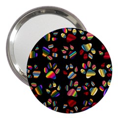 Colorful Paw Prints Pattern Background Reinvigorated 3  Handbag Mirrors by Nexatart