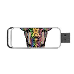 Prismatic Floral Pattern Elephant Portable Usb Flash (two Sides) by Nexatart