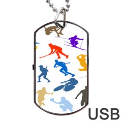 Sport Player Playing Dog Tag Usb Flash (two Sides) by Mariart