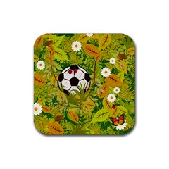 Ball On Forest Floor Rubber Coaster (square)  by linceazul