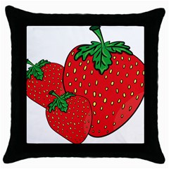 Strawberry Holidays Fragaria Vesca Throw Pillow Case (black) by Nexatart