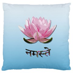 Namaste - Lotus Large Flano Cushion Case (one Side) by Valentinaart