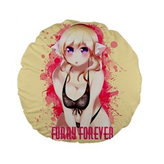 Blonde Hair Bikini Furry Girl Standard 15  Premium Flano Round Cushions by Catifornia